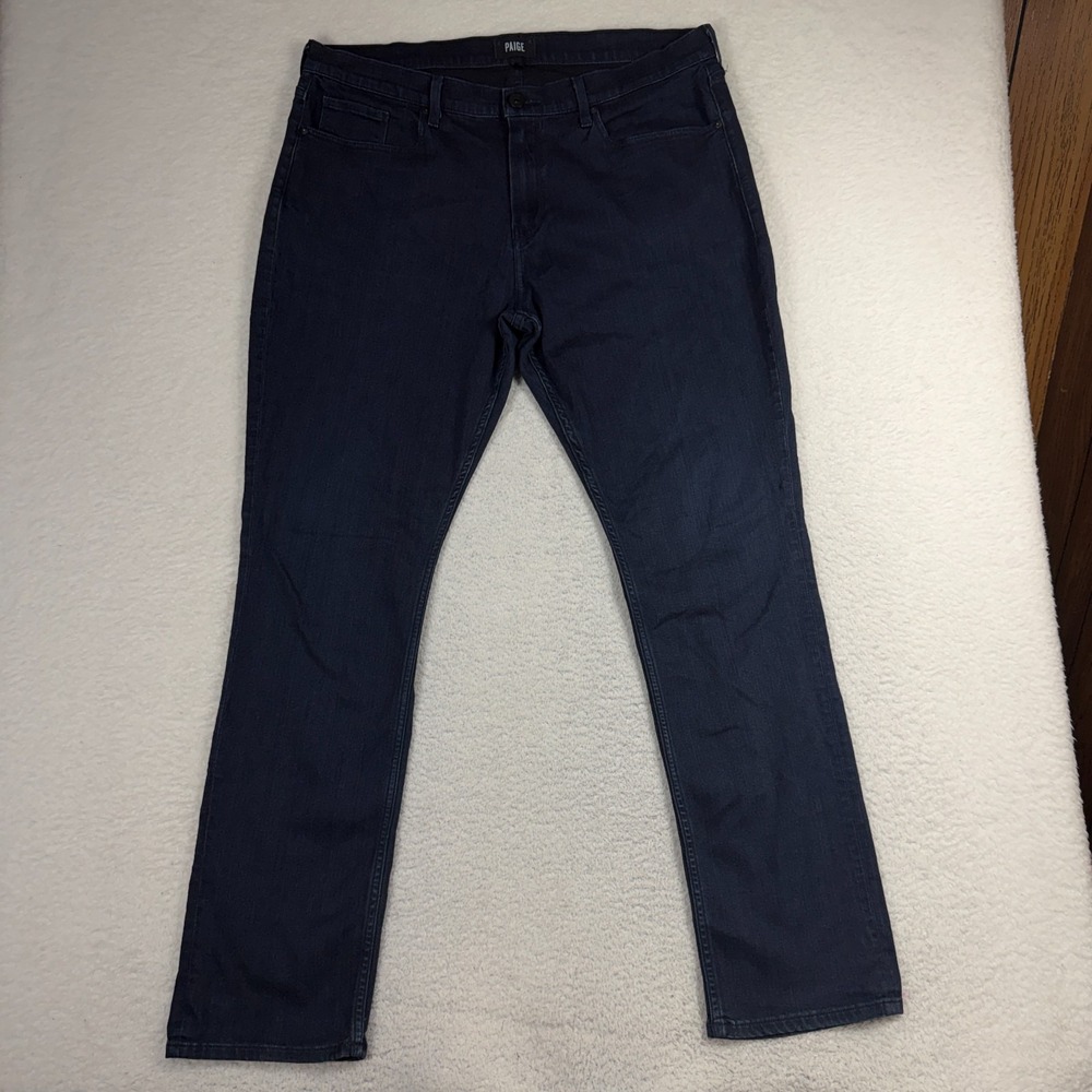Paige Federal 38 (38x33) Straight Dark Blue Denim Jeans Pockets Stretch